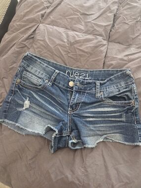 Rue21 Distressed Dark Blue Denim Cutoff Shorts